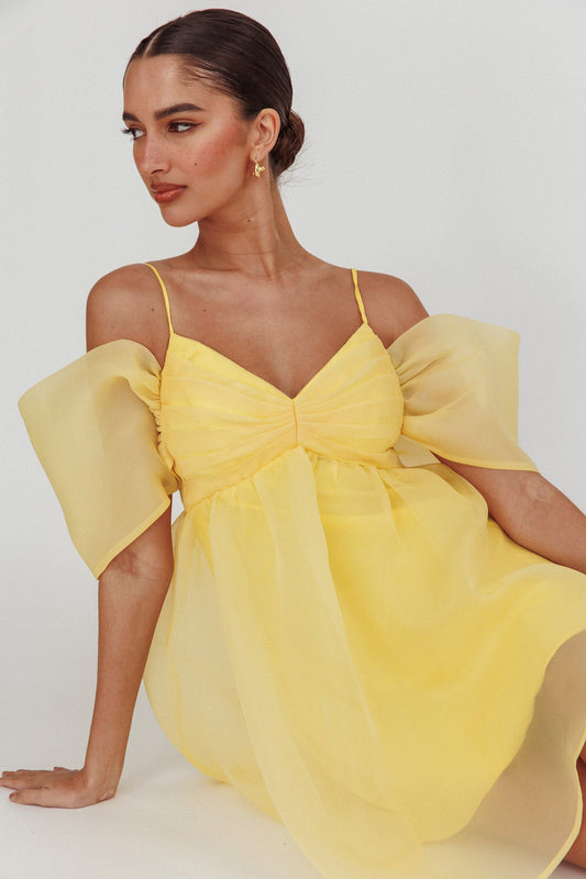 Little Liar Organza Mini Dress Yellow
