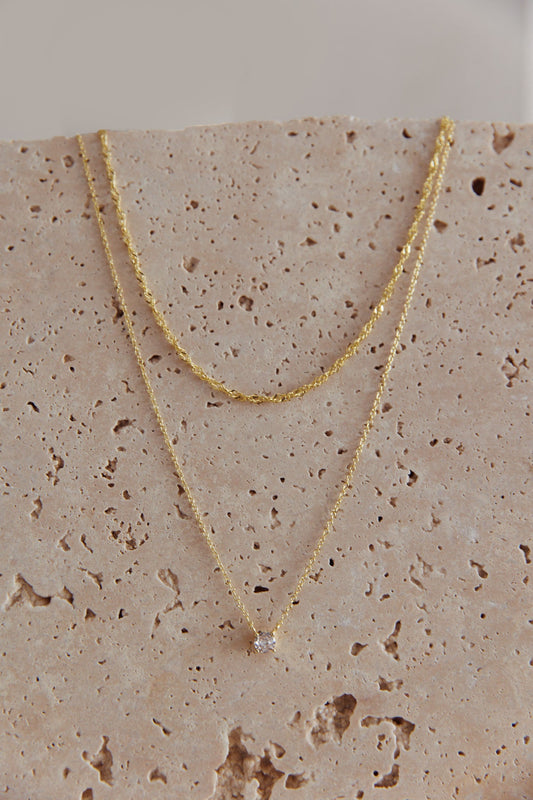 Sarai Crystal Pendant Necklace Set Gold