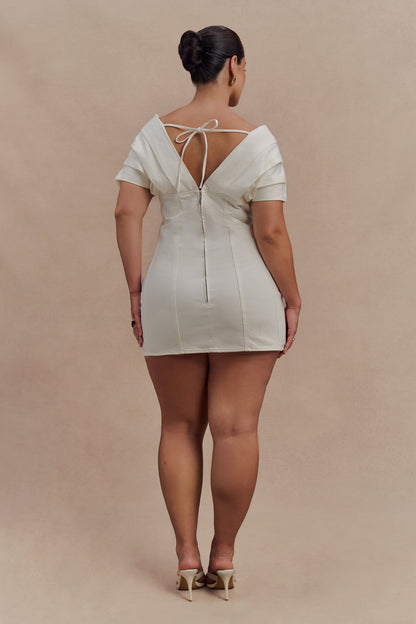 Pascale Off Shoulder Denim Mini Dress - White