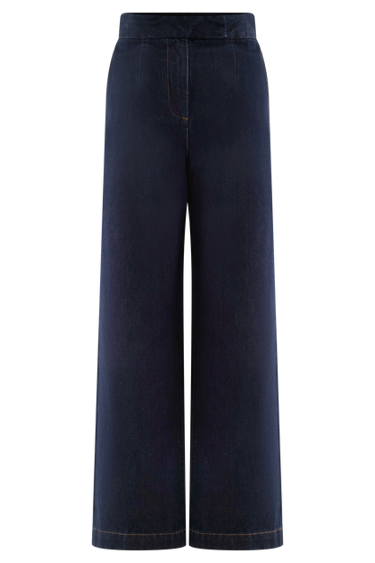 Rayne Wide Leg Denim Jeans - Indigo Blue