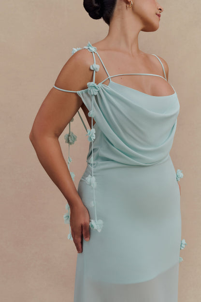 Rosalie Floral Chiffon Maxi Dress - Lagoon