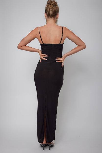 Ora Lace Bust Bodycon Maxi Dress Black
