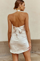 Sweet Nothings Halterneck Twist Bust Mini Dress Champagne
