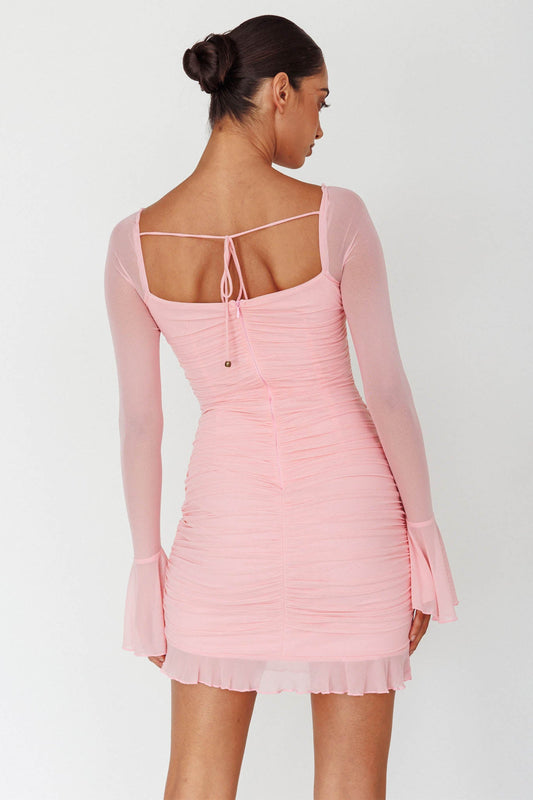 In Bloom Flared Cuff Mini Dress Pink
