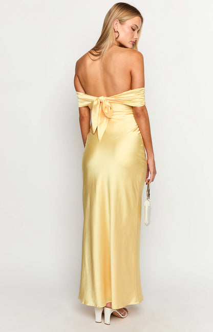 Seraphina Yellow Off The Shoulder Maxi Dress