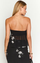 Shyla Black Strapless Top