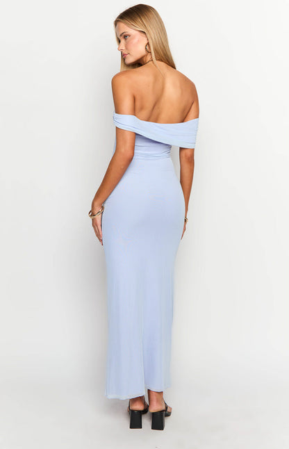 Vino Lilac Off The Shoulder Maxi Dress