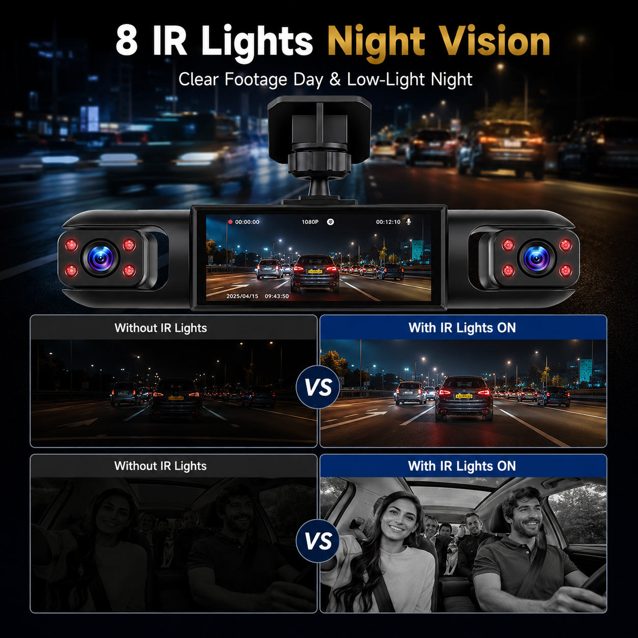 4-Camera 360° Dash Cam | Full-Time All-Round Witness Guards Your Car Day & Night
