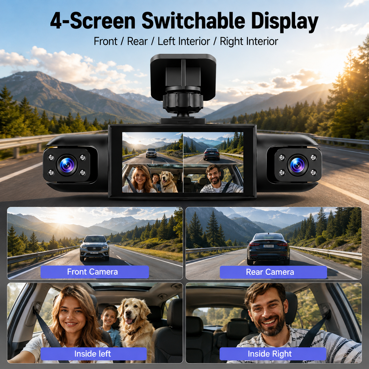 4-Camera 360° Dash Cam | Full-Time All-Round Witness Guards Your Car Day & Night