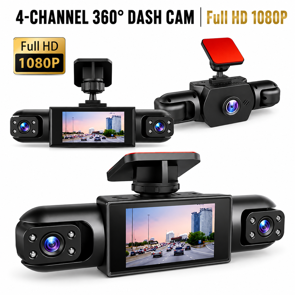4-Camera 360° Dash Cam | Full-Time All-Round Witness Guards Your Car Day & Night