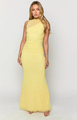 Luca Yellow Mesh Maxi Dress