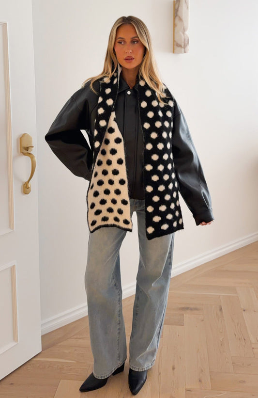 Olesia Polka Dot Scarf Black & Cream